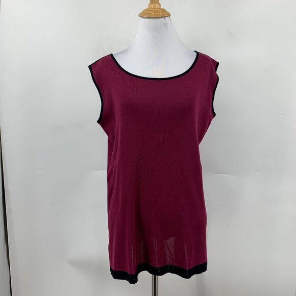 Misook Tank Women PS Small Petite Berry Exclusively Cap Sleeve Split Hem Acrylic - Picture 2 of 9